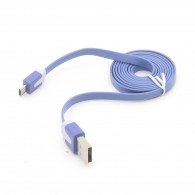 Kabel USB A - micro-USB B, 1m, płaski, jasnofioletowy