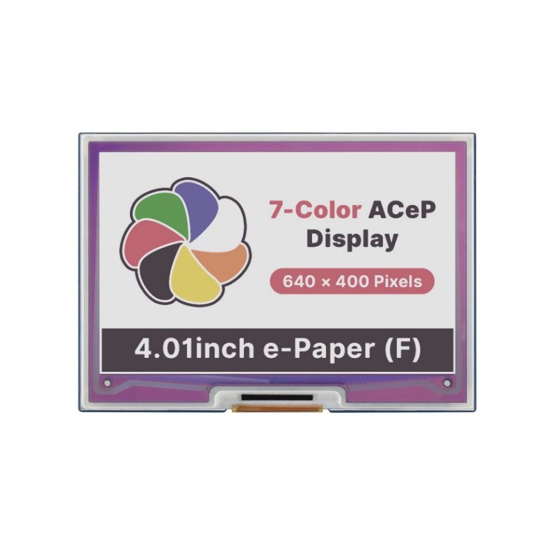 4.01inch e-Paper HAT (F) - module with 7-color display e-Paper 4.01" 640x400 for Raspberry Pi