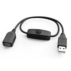 USB 2.0 extension cable with a switch, 0.5m, black