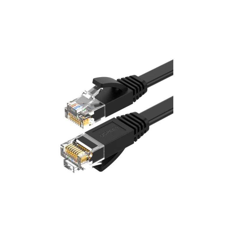 Ethernet UTP Cat6 network cable black, flat - 0.5m