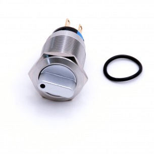 Wodoodporny przełącznik obrotowy, chwilowy, z podświetleniem LED, 19mm, 2 pozycje (biały)