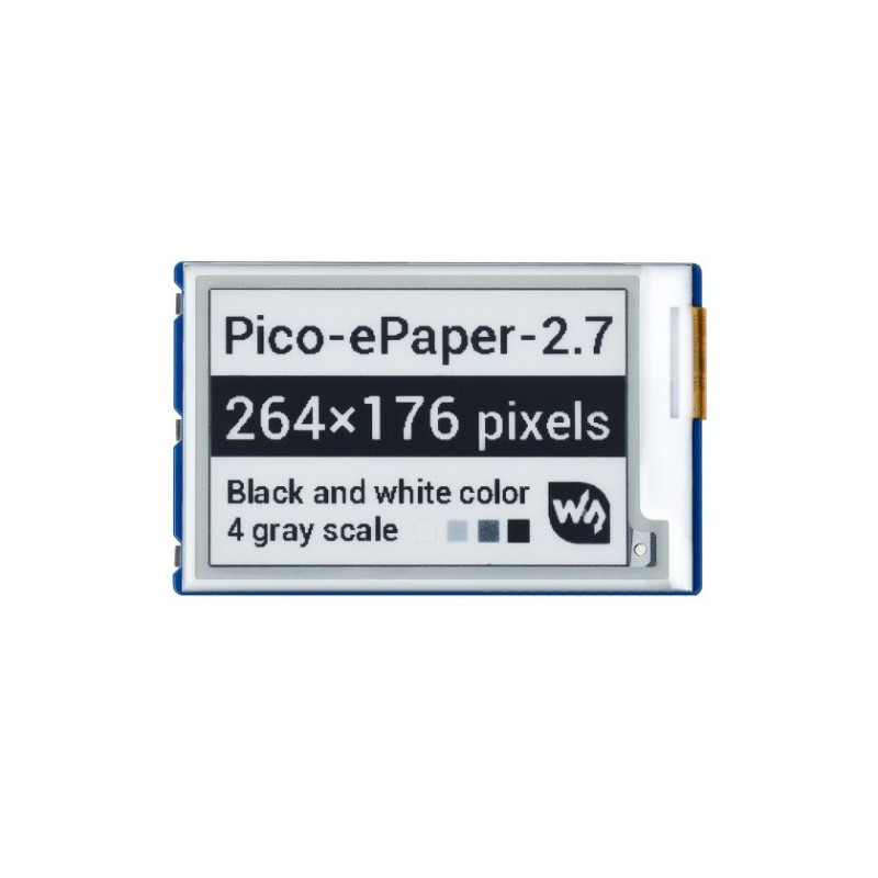 Pico-ePaper-2.7 - moduł z wyświetlaczem e-Paper 2,7" 264x176 dla Raspberry Pi Pico