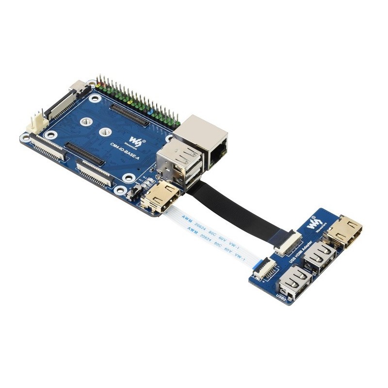 CM4-IO-BASE-Acce A - mini base board for Raspberry Pi CM4 modules + USB HDMI adapter