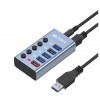 Aktywny Hub USB 3.0 - 5 portów z włącznikami i zasilaczem
