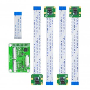 Multi Camera Adapter Bundle Kit - set with 4 8MP IMX219 cameras and an adapter for Raspberry Pi