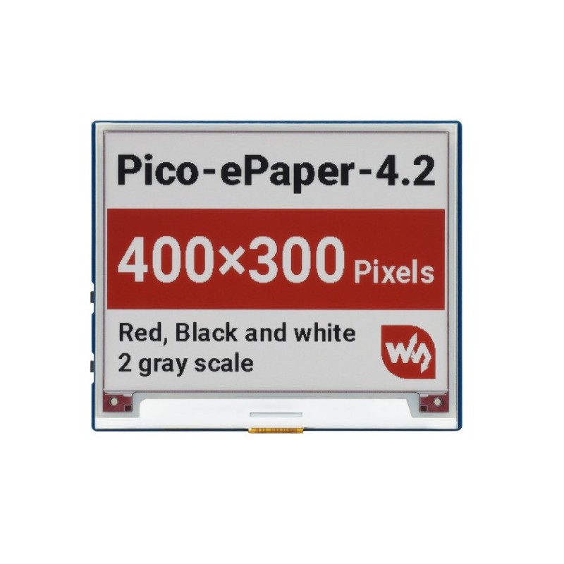 Pico-ePaper-4.2-B - moduł z 3-kolorowym wyświetlaczem e-Paper 4,2" 400x300 dla Raspberry Pi Pico