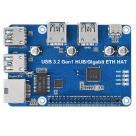 USB 3.2 Gen1 HUB Gigabit ETH HAT - 3-portowy HUB USB 3.2 Gen1 ze złączem RJ45 dla Raspberry Pi