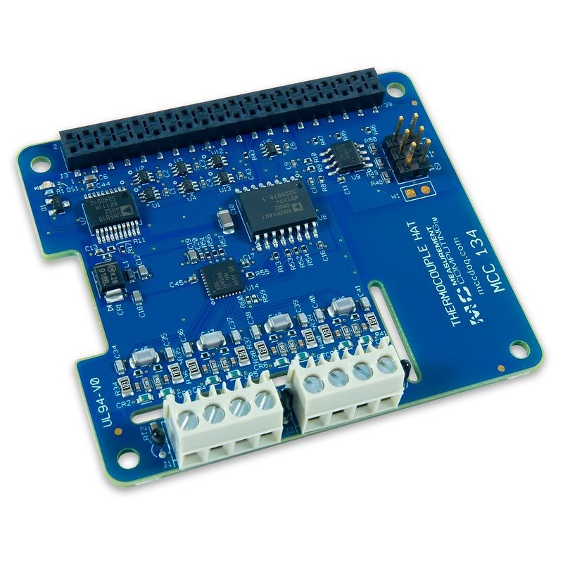 MCC 134 Thermocouple Measurement DAQ HAT - 4-channel module with thermocouple inputs for Raspberry Pi