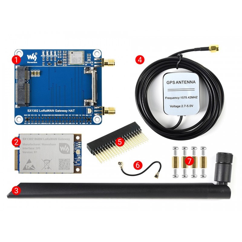 SX1302 LoRaWAN Gateway HAT - expansion board with LoRaWAN and GNSS ...