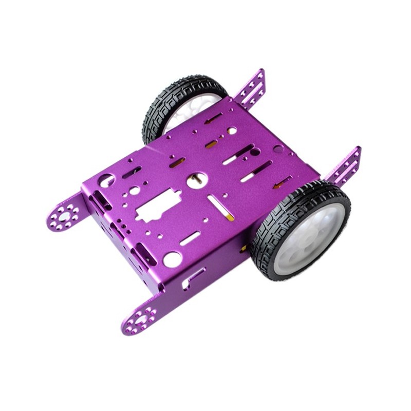 2WD aluminum chassis with motors, purple