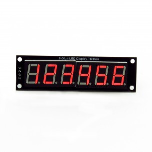 Module with 7-segment LED display, 6 digits 0.56", red