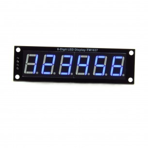 Module with 7-segment LED display, 6 digits 0.56", blue