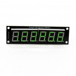 Module with 7-segment LED display, 6 digits 0.56", green