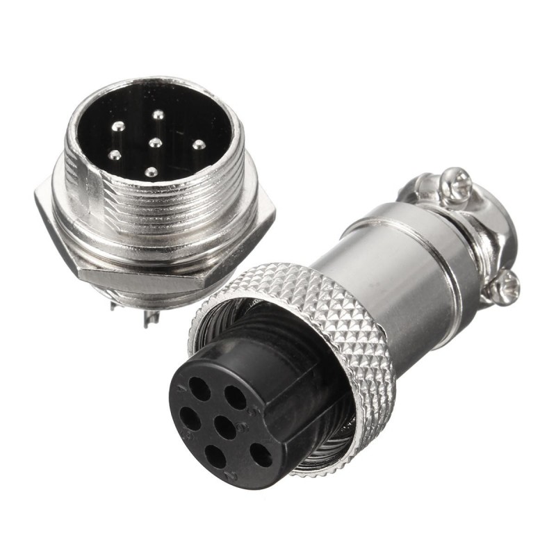 GX16-6 - 6-pin 16mm industrial connector (plug + socket)