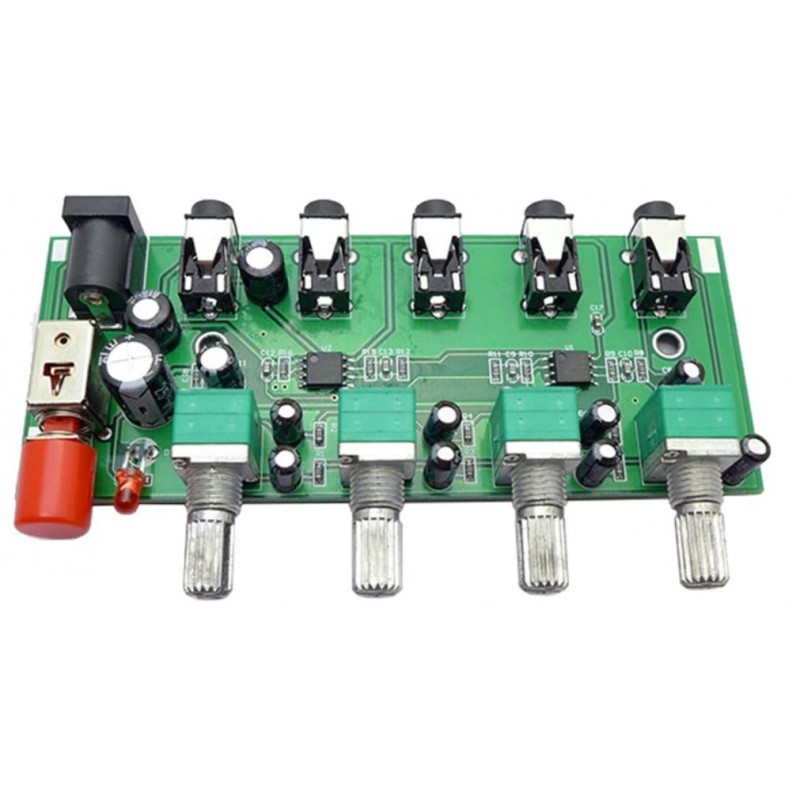 4-channel stereo audio mixer module with one output