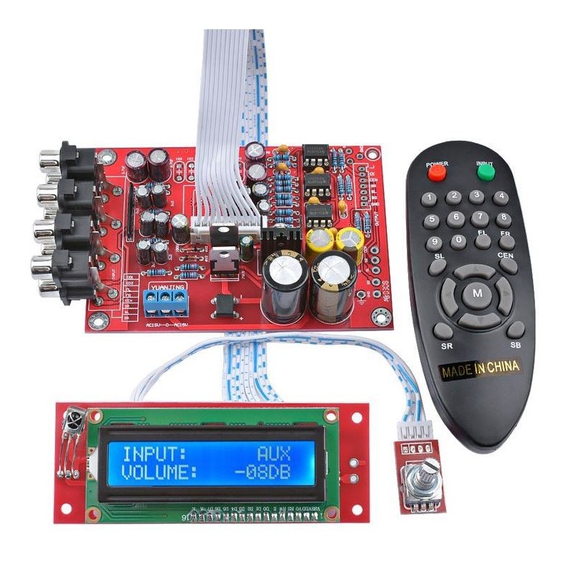 Module with audio preamplifier and input selector + display and remote control