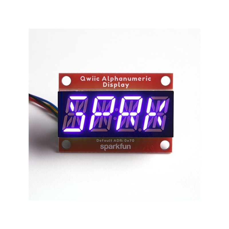 Qwiic Alphanumeric Display - moduł z 4-elementowym wyświetlaczem 14-segmentowym (fioletowy)