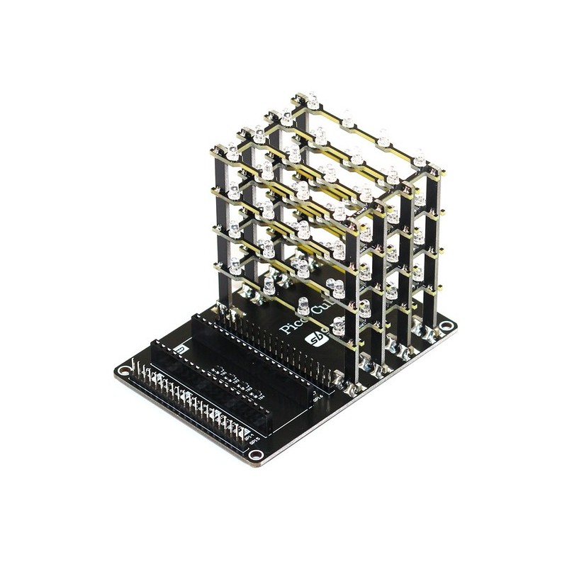 Pico Cube - module with LED matrix 3D 4x4x4 for Raspberry Pi Pico (blue)