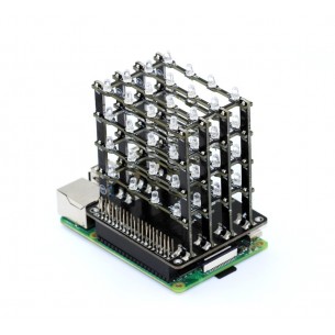 PiCube - module with LED matrix 3D 4x4x4 for Raspberry Pi (red)