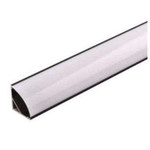 Aluminum mounting profile for LED strips, V-shaped, black with a milky cover
