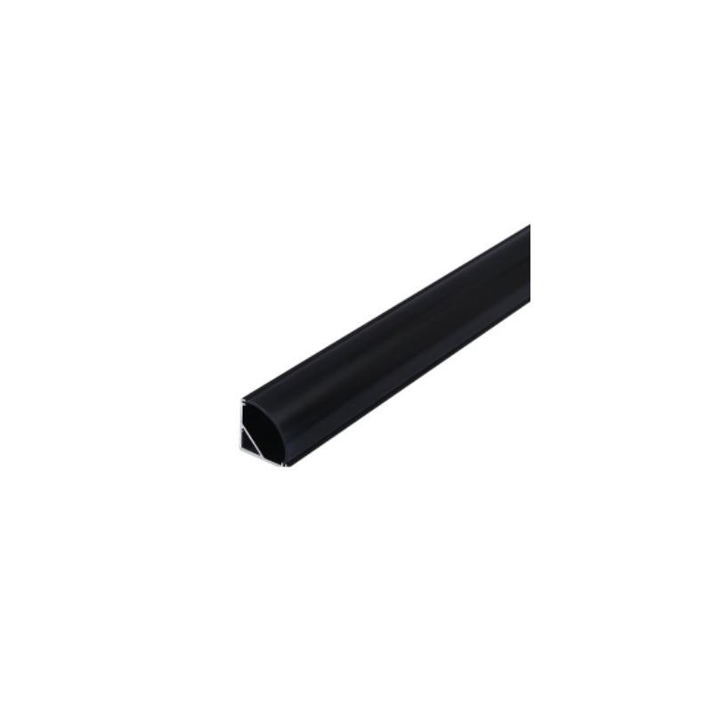 Aluminum mounting profile for LED strips, V-shaped, black with a black cover