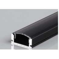 Aluminum mounting profile for LED strips, U-shaped, black with a black cover