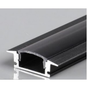 Aluminiowa listwa montażowa do taśm LED, W-kształtna, czarna z czarną osłoną