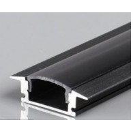 Aluminum mounting profile for LED strips, W-shaped, black with a black cover