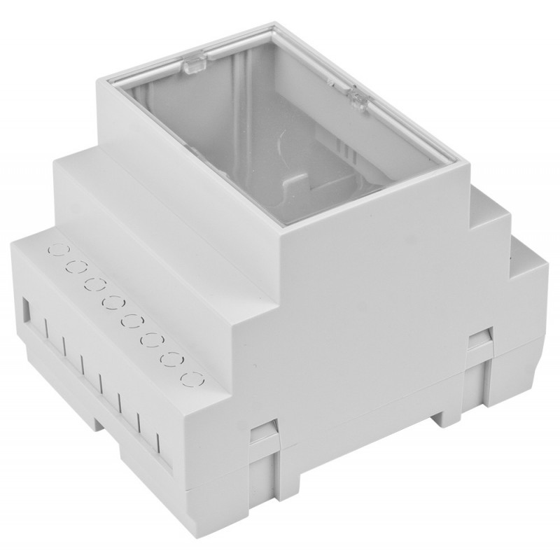 Z108JFp ABS V0 - Din rail enclosure Z108 lightgray with transparent filter ABS V0