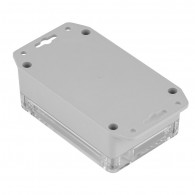 Z128UJp TM ABS-PC - Plastic enclosure Z128 lightgray with lug, transparent lid with brass bushing ABS-PC