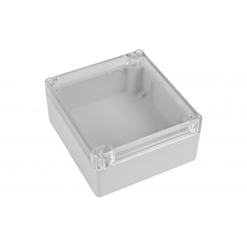 Z59JpH TM ABS - Hermetic enclosure Z59 lightgray, transparent lid with gasket & brass bushing ABS