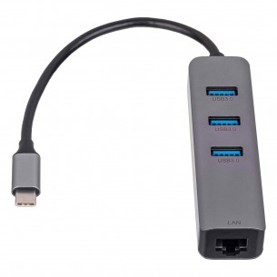 AK-AD-66 - 3-portowy HUB USB 3.0 ze złączem Ethernet