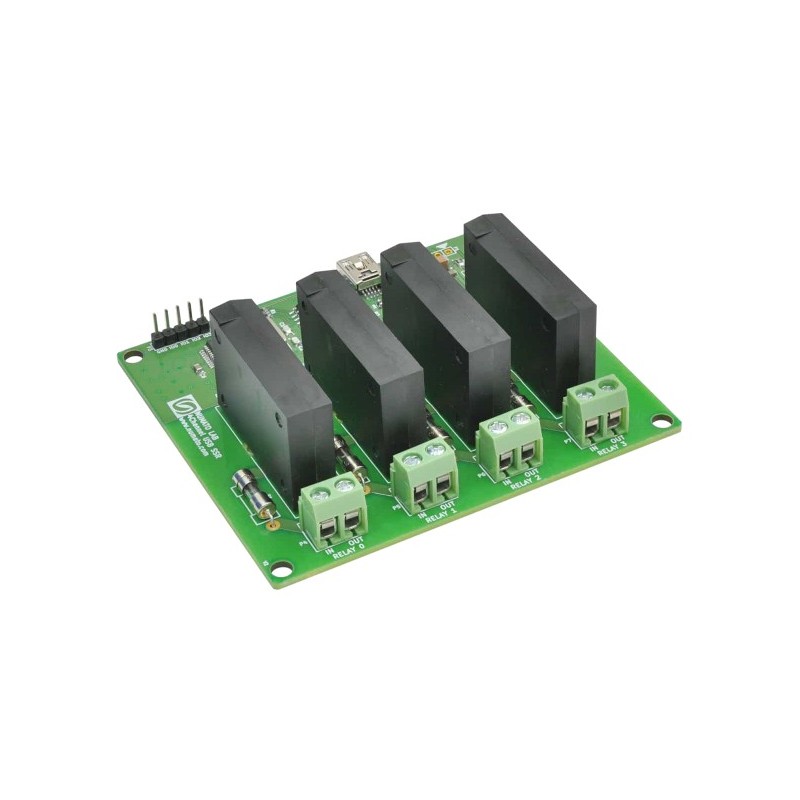 4 Channel USB Solid State Relay Module - module with 4 SSR DC relays and USB communication