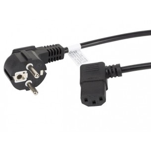 Power cord CEE 7/7 IEC 320 C13 angled 1.8m black