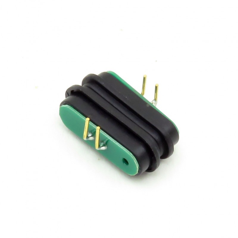 Pair of 2-pin magnetic connectors curved