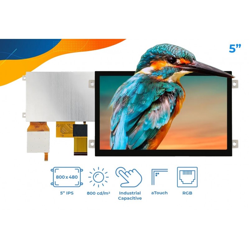 RVT50HQTFWCA0 - IPS LCD display 5" 800x480 with a touch panel (RGB)