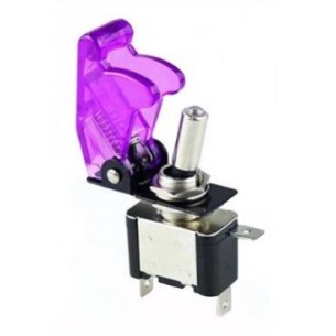 Toggle switch SPST 12V/20A with a cover and LED illumination (purple)