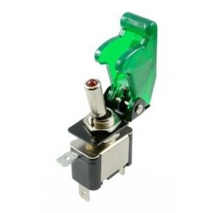 Toggle switch SPST 12V/20A with a cover and LED illumination (green)