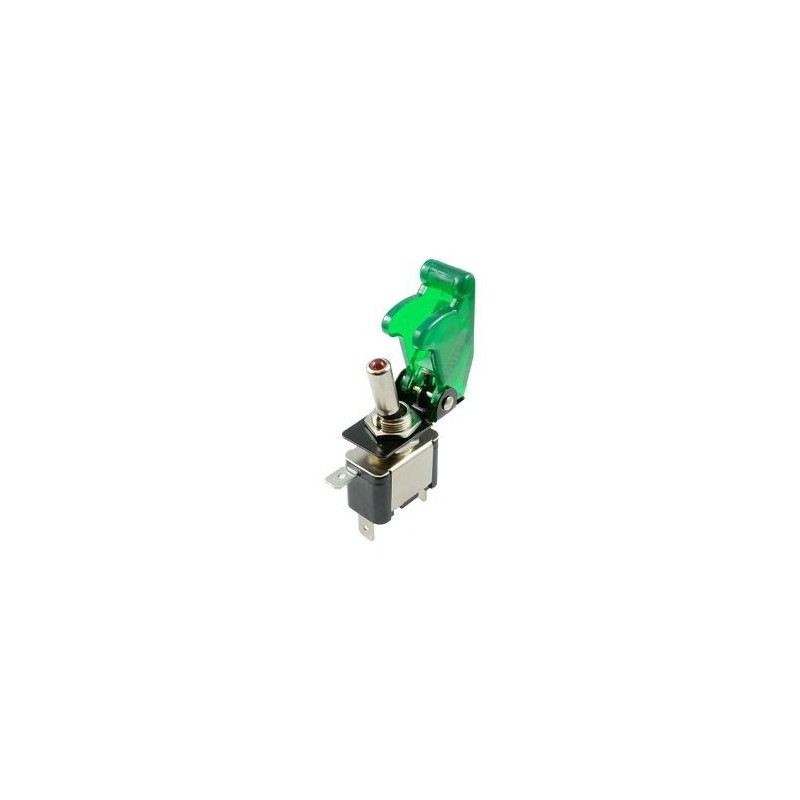 Przełącznik dźwigniowy SPST 12V/20A z osłonką i podświetleniem LED (zielony)
