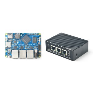 NanoPi R5S - minicomputer with Rockchip RK3568B2 chip, Dual 2.5G + 1Gbps Ethernet and 4GB RAM with case