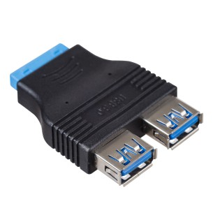 Akyga adapter 2x USB 3.0 A (f) / USB 19 pin (f)