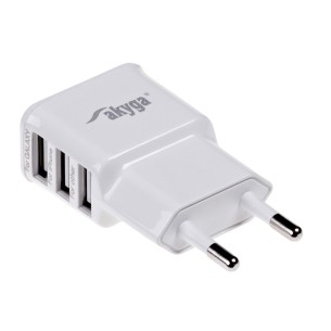 Wall charger Akyga 15W 3x USB-A 5V / 3.1A white