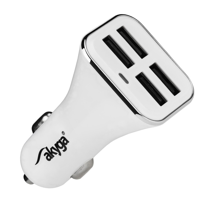 Ładowarka samochodowa 12/24V Akyga AK-CH-09 34W 4x USB-A 5V / 6.8A biała Ładowarka samochodowa 12/24V Akyga AK-CH-09 34W 4x USB-A 5V / 6.8A biała