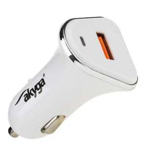 Car charger 12/24V Akyga 18W USB-A Quick Charge 3.0 5-12V / 1.5-3A  white