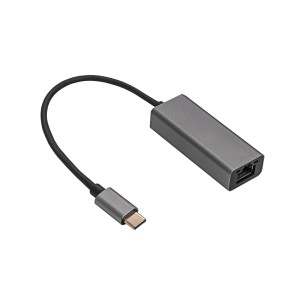 Adapter z kablem Akyga AK-AD-65 karta sieciowa USB type C (m) / RJ45 (f) 10/100/1000 ver. 3.0 15cm
