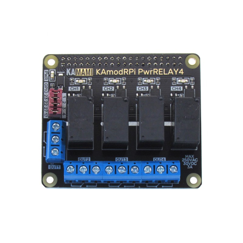 KAmodRPi PwrRELAY4 - 4-релейний модуль з оптоізоляцією для Raspberry Pi