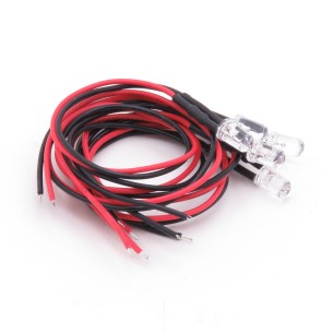 LED diode 5mm with resistor and 20cm cable Red (12V) - 5 pcs.