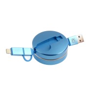 Kabel USB A/microUSB B z adapterem iPhone Lightning zwijany - Blue