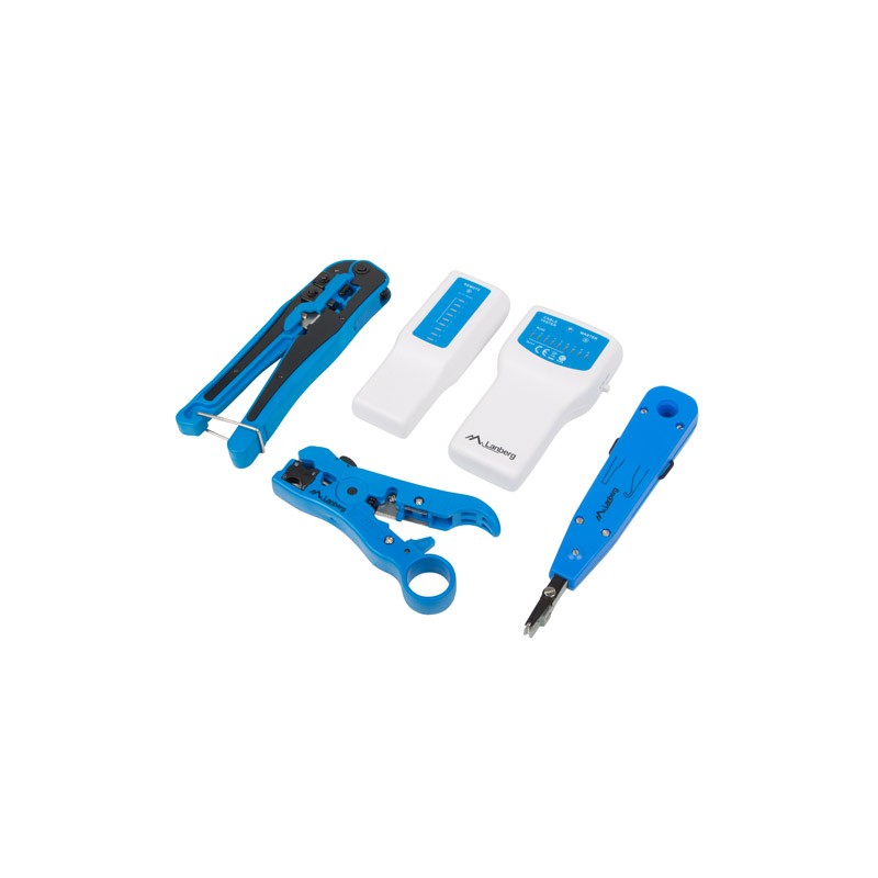 NETWORK TOOLKIT WITH RJ45 RJ11 CABLE TESTER, CRIMPING, STRIPPING AND LSA-INSERTION TOOL LANBERG