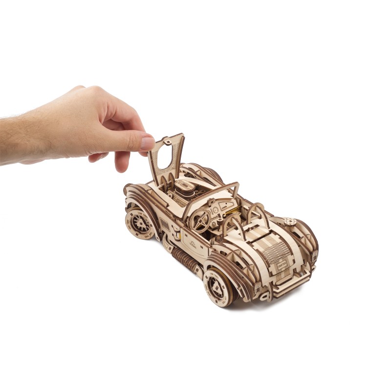 UGEARS Drift Cobra Racing Car 3D Puzzle - Regalo del día del Padre Vintage 3D Puzzles Modelo Kit de Coche con Potente Motor de Resorte Kits de Modelo de Coche para Adultos